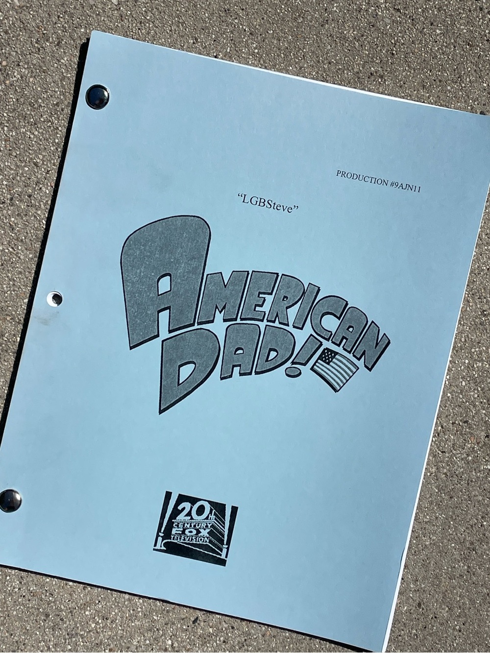 American Dad 2014 LGBSteve Production Used Table Draft Script Roller Derby Ep